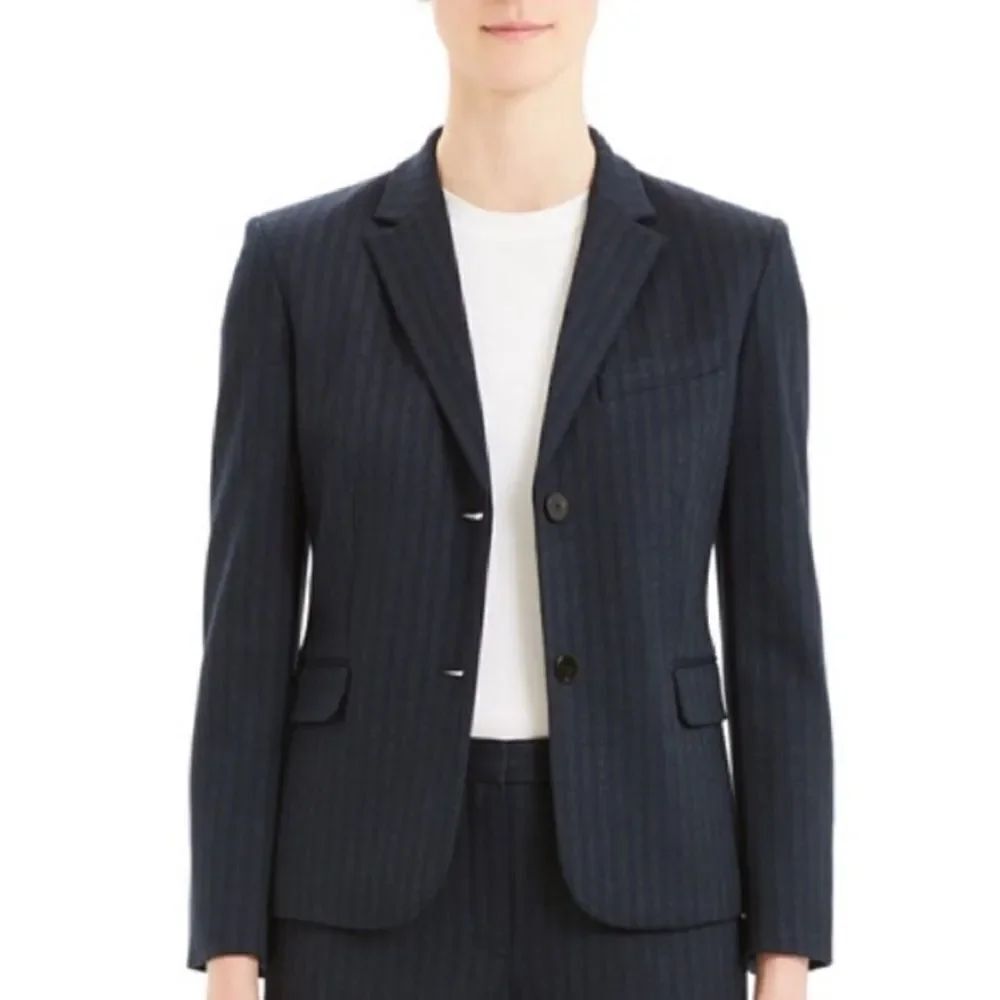 Theory Shrunken Pale Stripe Knit Jacket Blazer Size 6